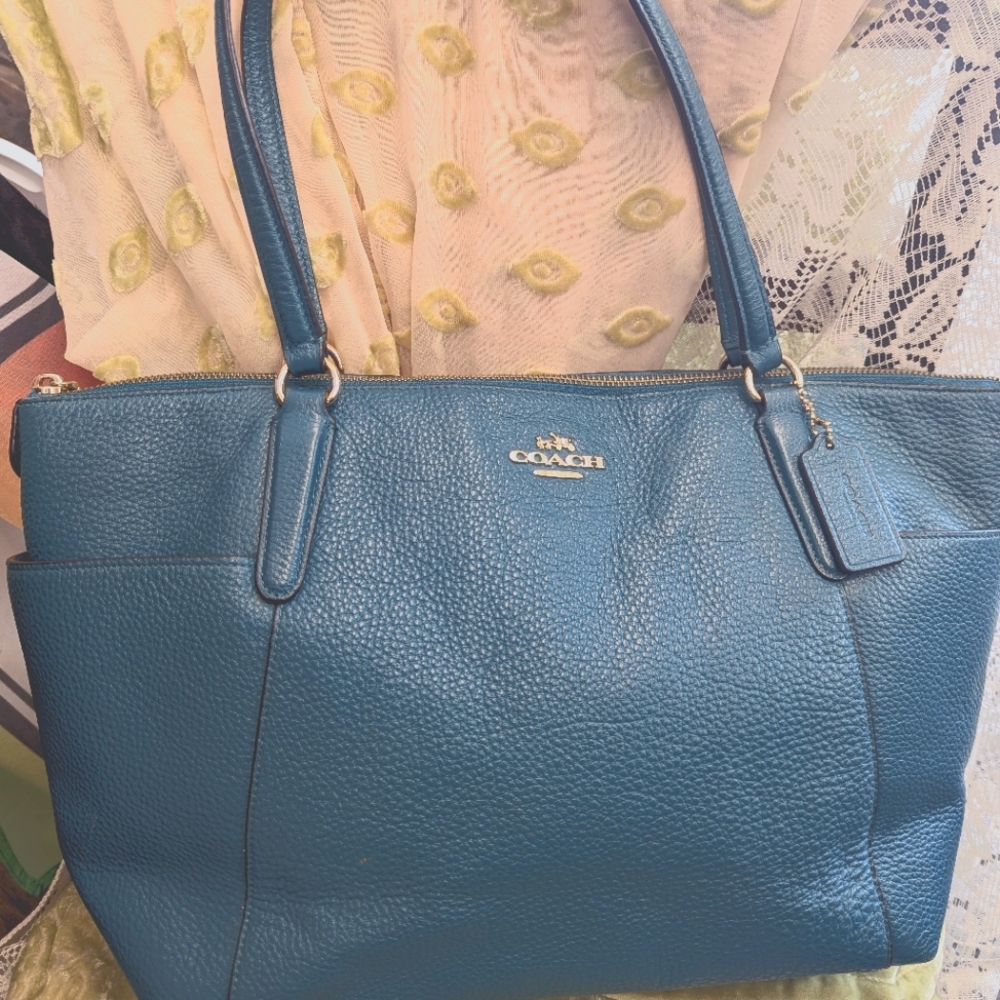 Coach Blue Shoulder Bag with Signature Logo